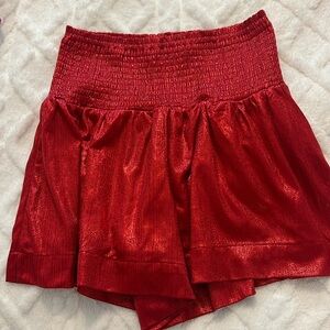 Pants Store Red Sparkly Metallic Shorts